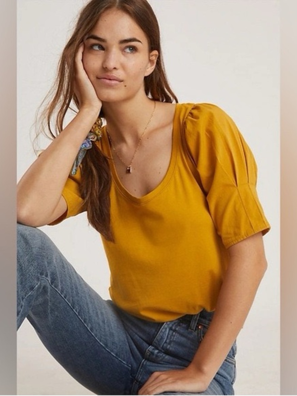 Maeve Anthropologie Yellow Blouse
